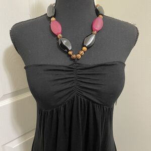 Vintage B‎ Sharp Halter Tube Top Black Beaded Necklace USA Made Large NWT Y2K